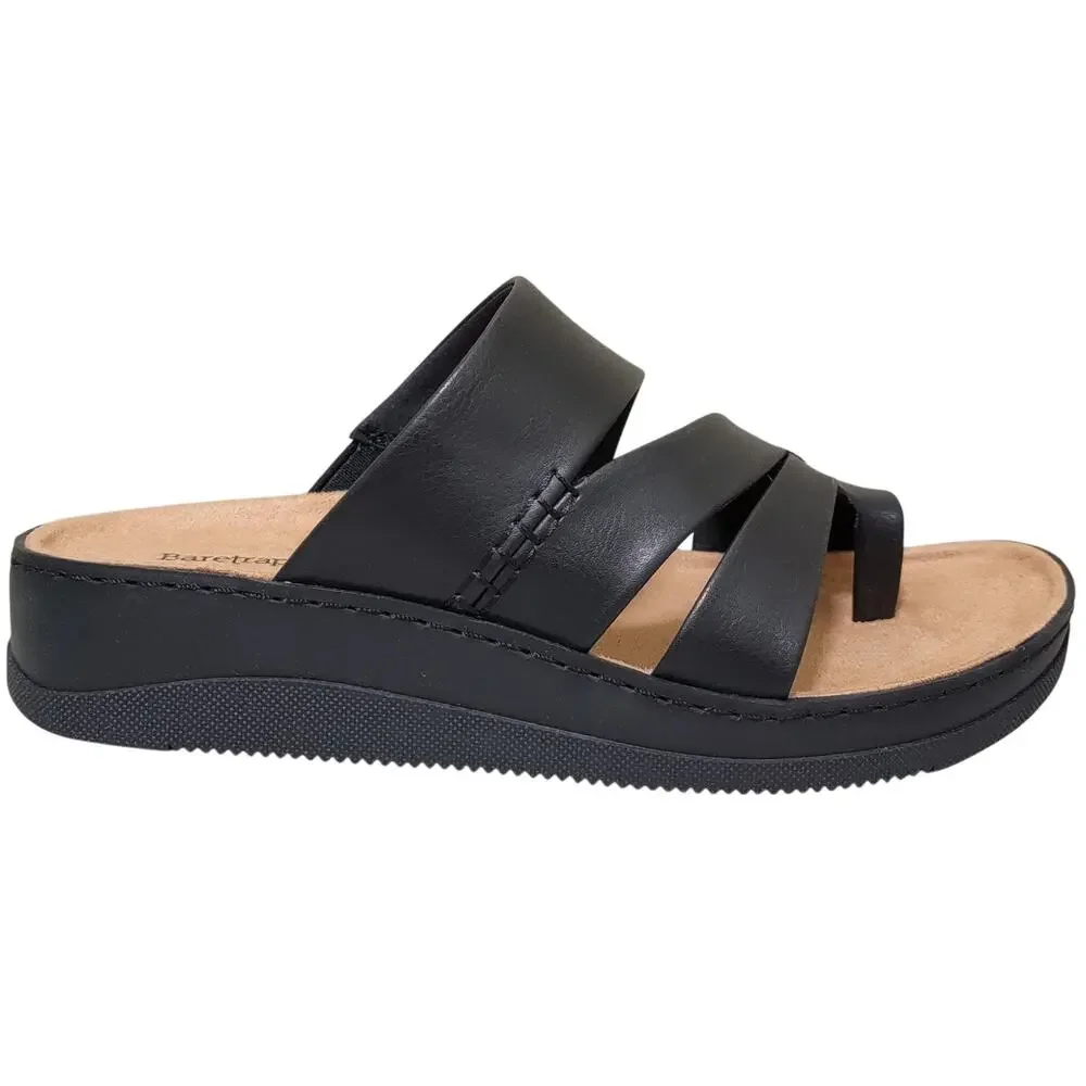 Baretraps Women Fresha Slip On Slide Sandals Size US 6M Black Faux Leather